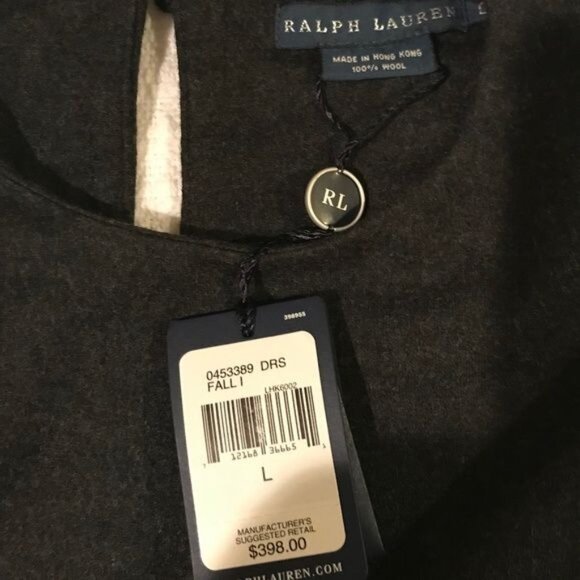 Ralph Lauren Black Label wool Dress Fall charcoal grey NWT L  fit flare - Picture 4 of 8